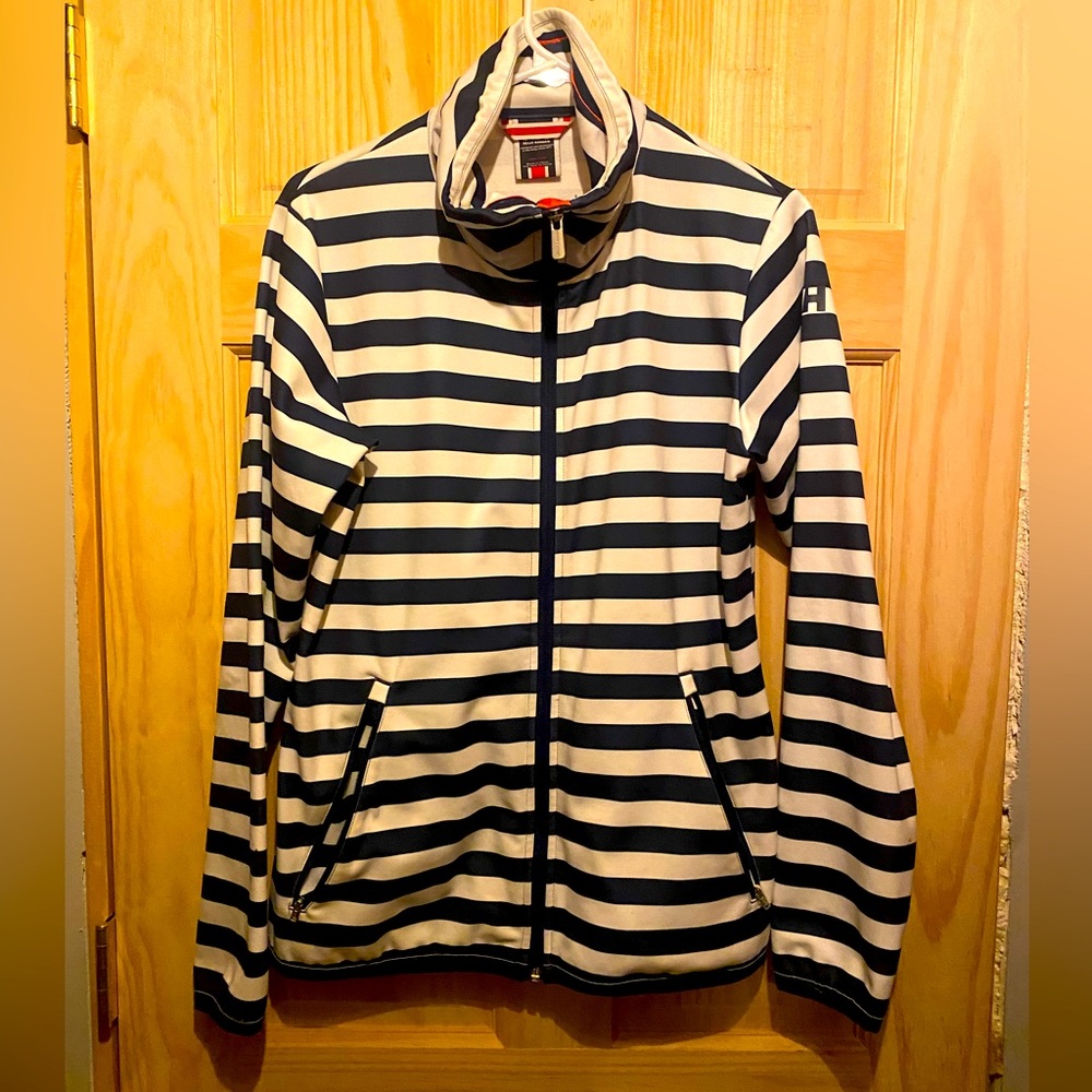 Helly Hansen Navy and white striped jacket.